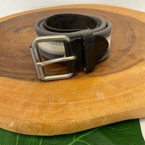 Espirit Striped Canvas & Leather Belt Sz: L